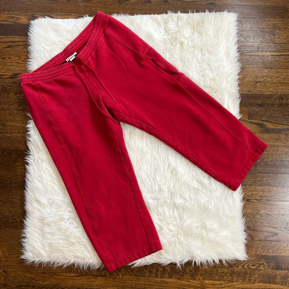 Speedo Womens Cropped Sweatpants Red Mid Rise Pockets Drawstring L - Picture 2 of 9
